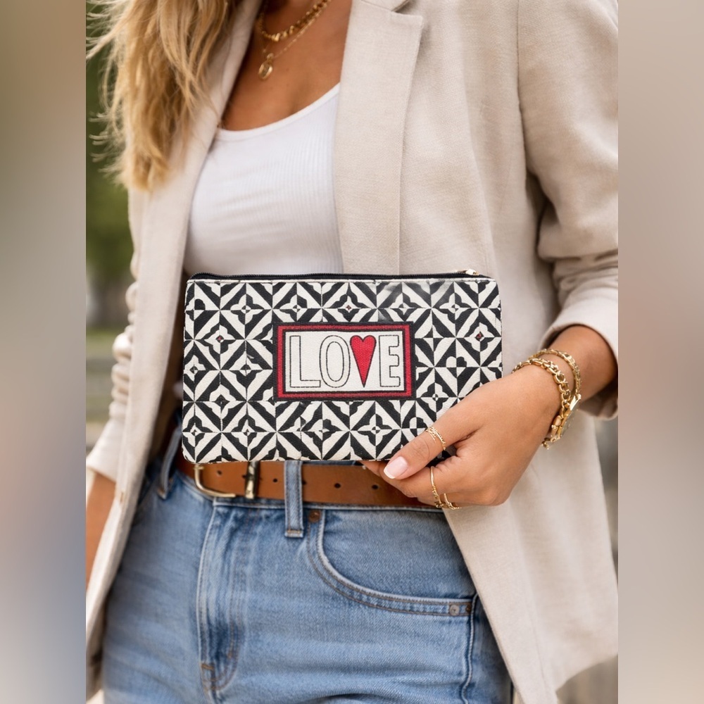 Brighton “LOVE” Canvas Zip Pouch / Cosmetic Case